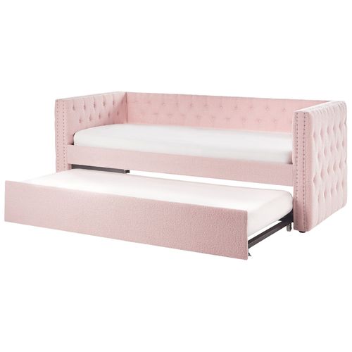 Lit Gigogne Bouclé Gassin 90 X 200 Cm Rose Pastel