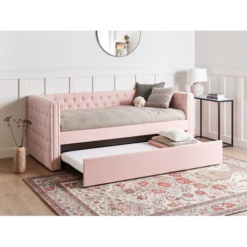 Lit Gigogne Bouclé Gassin 90 X 200 Cm Rose Pastel