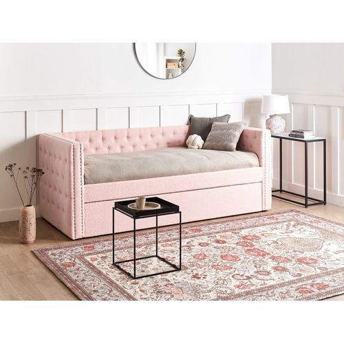 Lit Gigogne Bouclé Gassin 90 X 200 Cm Rose Pastel