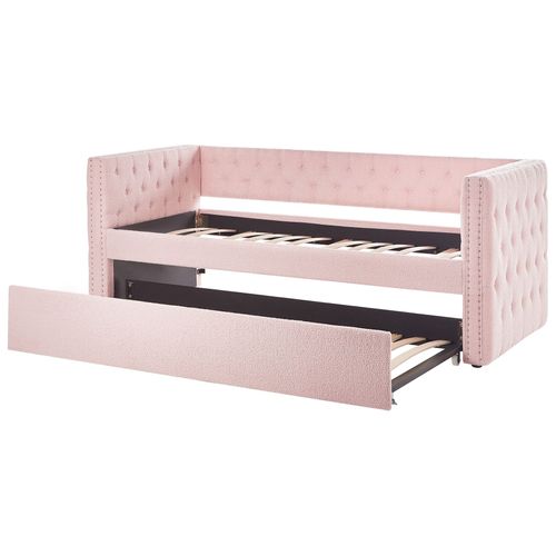 Lit Gigogne Bouclé Gassin 90 X 200 Cm Rose Pastel