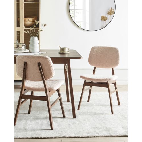 Lot De 2 Chaises De Salle à Manger Elaine Bois Marron Foncé/beige