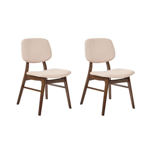 Lot De 2 Chaises De Salle à Manger Elaine Bois Marron Foncé/beige