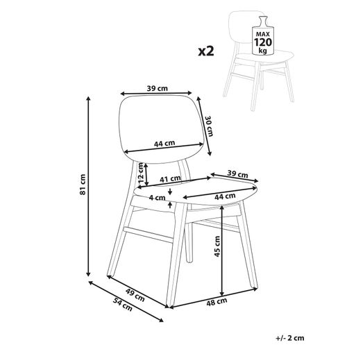 Lot De 2 Chaises De Salle à Manger Elaine Bois Marron Foncé/beige
