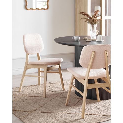 Lot De 2 Chaises De Salle à Manger Elaine Bois Marron Clair/beige