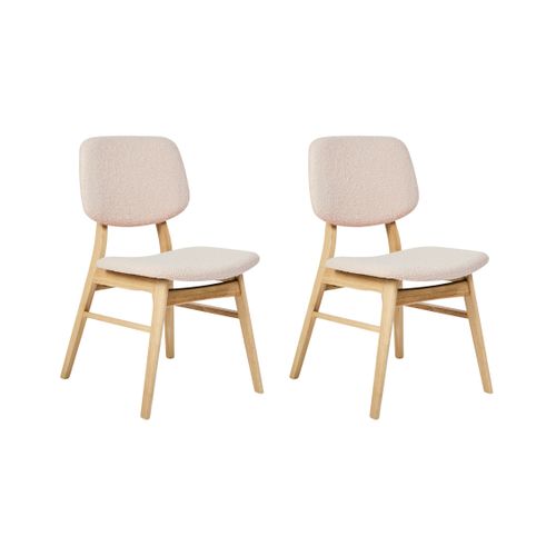 Lot De 2 Chaises De Salle à Manger Elaine Bois Marron Clair/beige