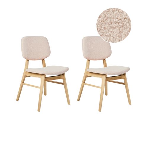 Lot De 2 Chaises De Salle à Manger Elaine Bois Marron Clair/beige