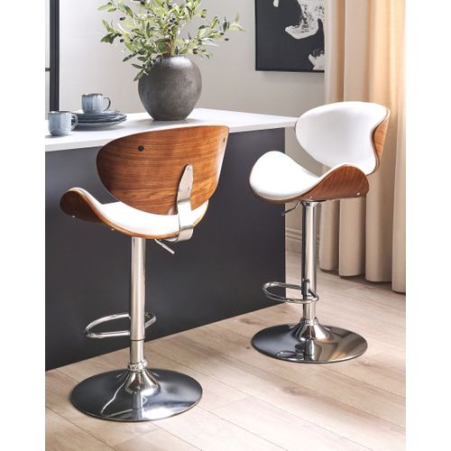 Lot De 2 Chaises De Bar Rotterdam Cuir Pu Blanc