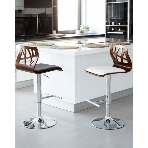Lot De 2 Chaises De Bar Petersburg Cuir Pu Marron/blanc