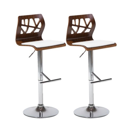 Lot De 2 Chaises De Bar Petersburg Cuir Pu Marron/blanc