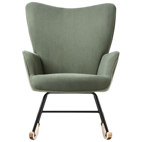 Fauteuil à Bascule Arset Velours Côtelé Vert Foncé