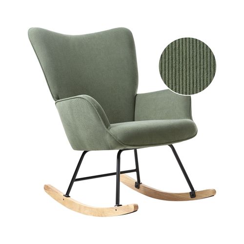 Fauteuil à Bascule Arset Velours Côtelé Vert Foncé