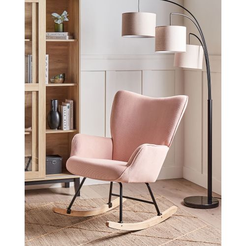 Fauteuil à Bascule Arset Velours Côtelé Rose