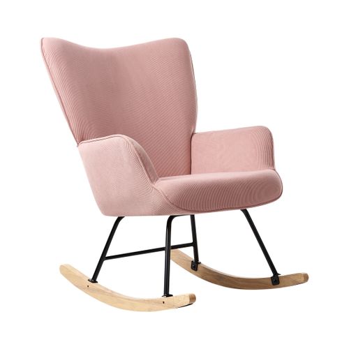 Fauteuil à Bascule Arset Velours Côtelé Rose