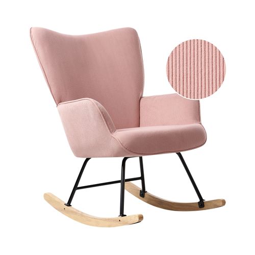 Fauteuil à Bascule Arset Velours Côtelé Rose
