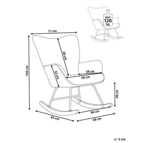 Fauteuil à Bascule Arset Velours Côtelé Rose