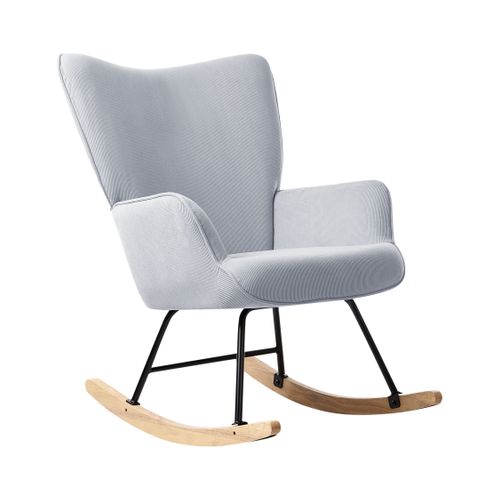 Fauteuil à Bascule Arset Velours Côtelé Bleu Clair