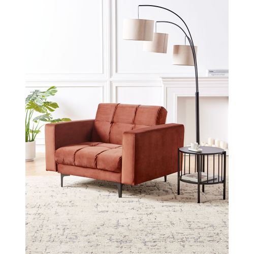 Fauteuil Alnes Velours Rouge Clair