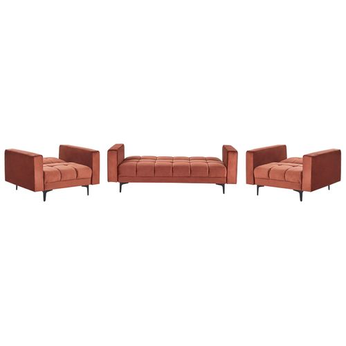 Ensemble De Salon 5 Places Alnes Velours Rouge Clair