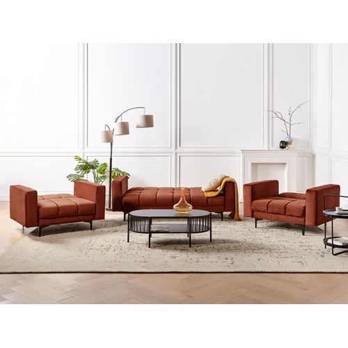 Ensemble De Salon 5 Places Alnes Velours Rouge Clair