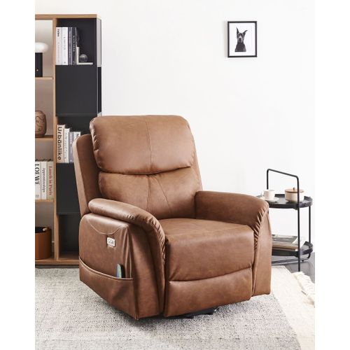 Fauteuil Inclinable Électrique Glorie Massant Cuir Pu Marron