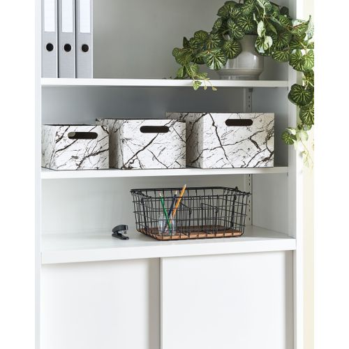 Lot De 3 Boîtes Larsa Cuir Pu Blanc