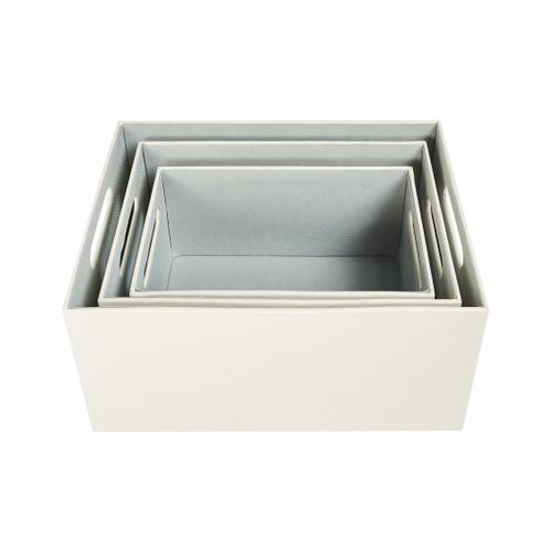 Lot De 3 Boîtes Larsa Cuir Pu Beige