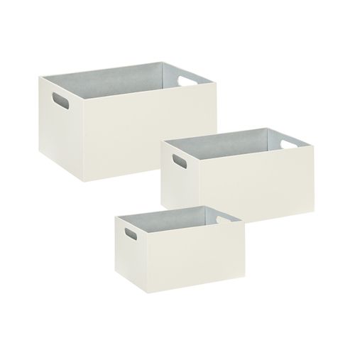 Lot De 3 Boîtes Larsa Cuir Pu Beige