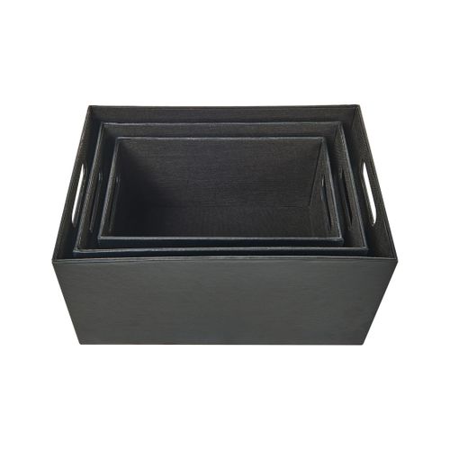 Lot De 3 Boîtes Larsa Cuir Pu Gris Graphite