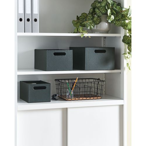 Lot De 3 Boîtes Larsa Cuir Pu Gris Graphite