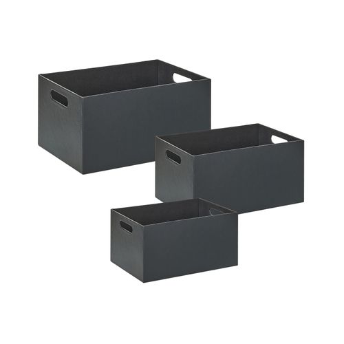 Lot De 3 Boîtes Larsa Cuir Pu Gris Graphite
