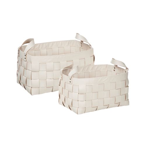 Lot De 2 Paniers Sippar Cuir Pu Beige
