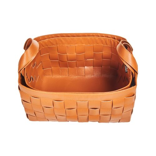 Lot De 2 Paniers Sippar Cuir Pu Marron Doré