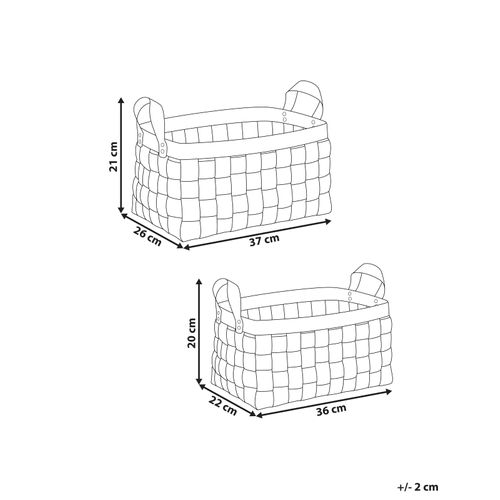 Lot De 2 Paniers Sippar Cuir Pu Marron Doré