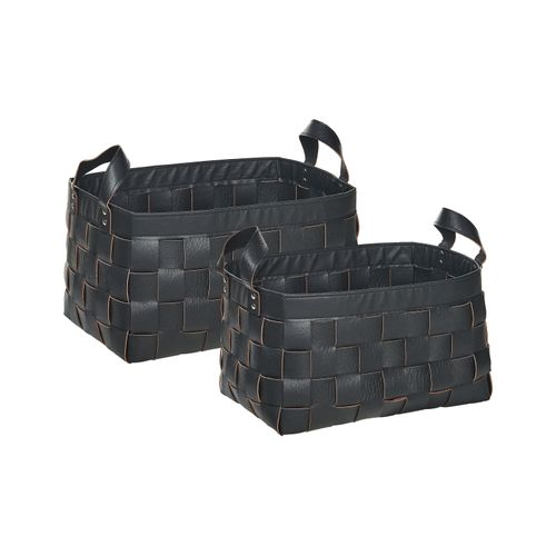 Lot De 2 Paniers Sippar Cuir Pu Noir