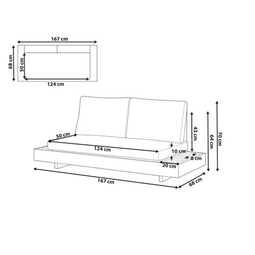 Canapé De Jardin 2 Places Marettimo Bois D'acacia Certifié Marron