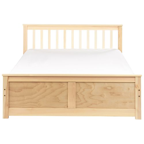 Lit Avec Sommier Bois De Pin Olendon 140 X 200 Cm Marron Clair