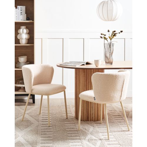 Lot De 2 Chaises De Salle à Manger Mina Ii Bouclé Beige Clair