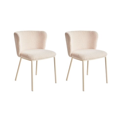 Lot De 2 Chaises De Salle à Manger Mina Ii Bouclé Beige Clair