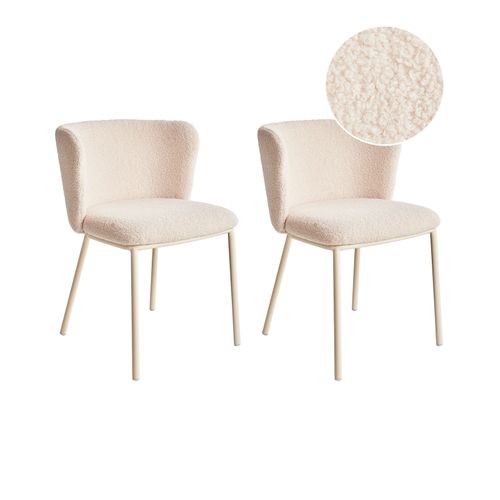 Lot De 2 Chaises De Salle à Manger Mina Ii Bouclé Beige Clair
