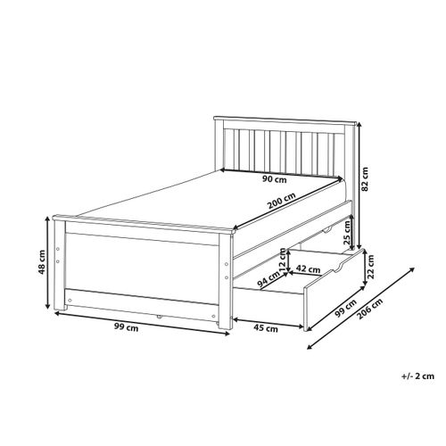 Lit Avec Tiroirs De Rangement Bois De Pin Olendon 90 X 200 Cm Marron Clair