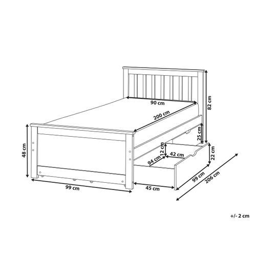 Lit Avec Tiroirs De Rangement Bois De Pin Olendon 90 X 200 Cm Marron Clair