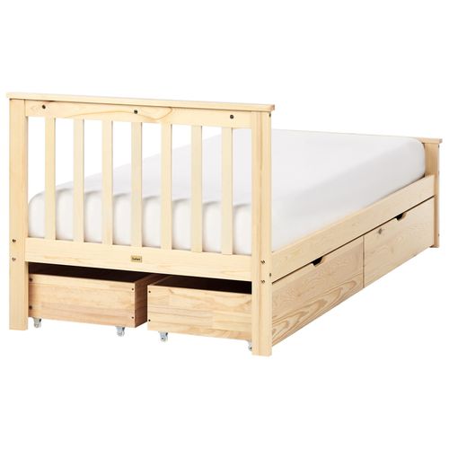Lit Avec Tiroirs De Rangement Bois De Pin Olendon 90 X 200 Cm Marron Clair