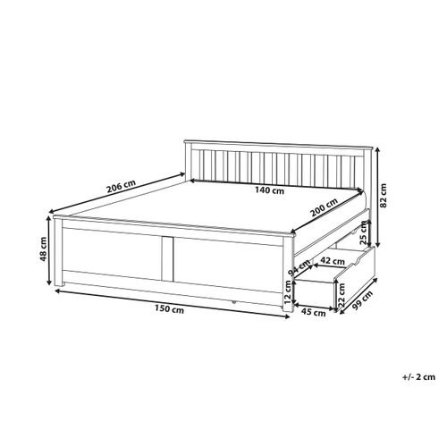 Lit Avec Tiroirs De Rangement Bois De Pin Olendon 140 X 200 Cm Marron Clair