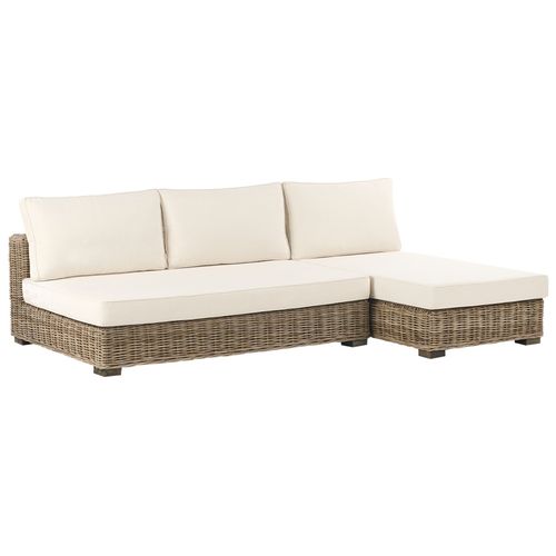 Ensemble De Salon De Jardin Avec Table 4 Places Varallo Côté Gauche Rotin Gris