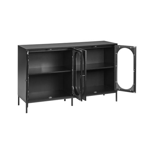 Buffet Avec Vitrine En Verre Langford 137 Cm Noir