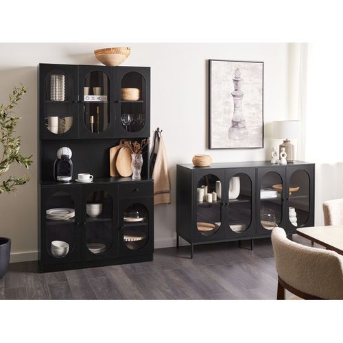 Buffet Avec Vitrine En Verre Langford 137 Cm Noir