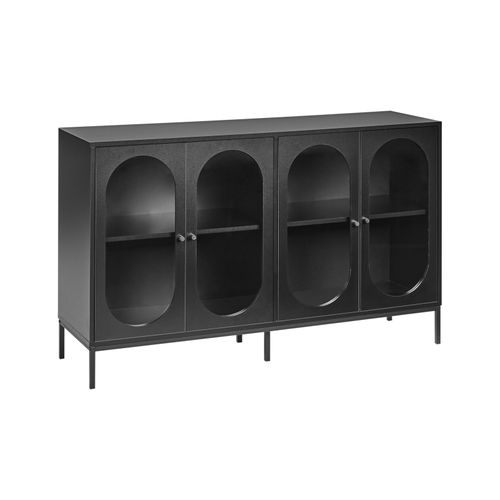 Buffet Avec Vitrine En Verre Langford 137 Cm Noir