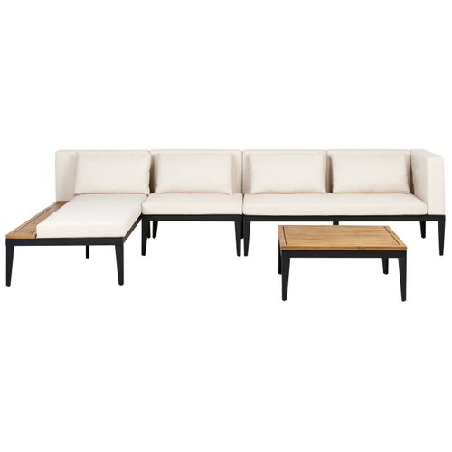 Canapé D'angle à Droite 4 Places En Bois D'acacia Certifié Beige Clair Bracciano