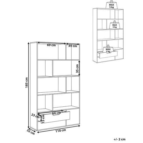 Bibliothèque Wadena 185 Cm Marron/blanc