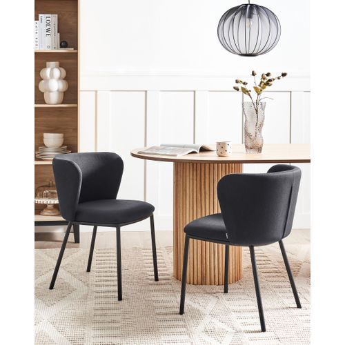 Lot De 2 Chaises De Salle à Manger Mina Tissu Noir